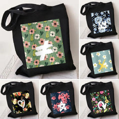 Graffiti Flower Smiley Face Women Canvas Shoulder Bags Eco Shopper Totes