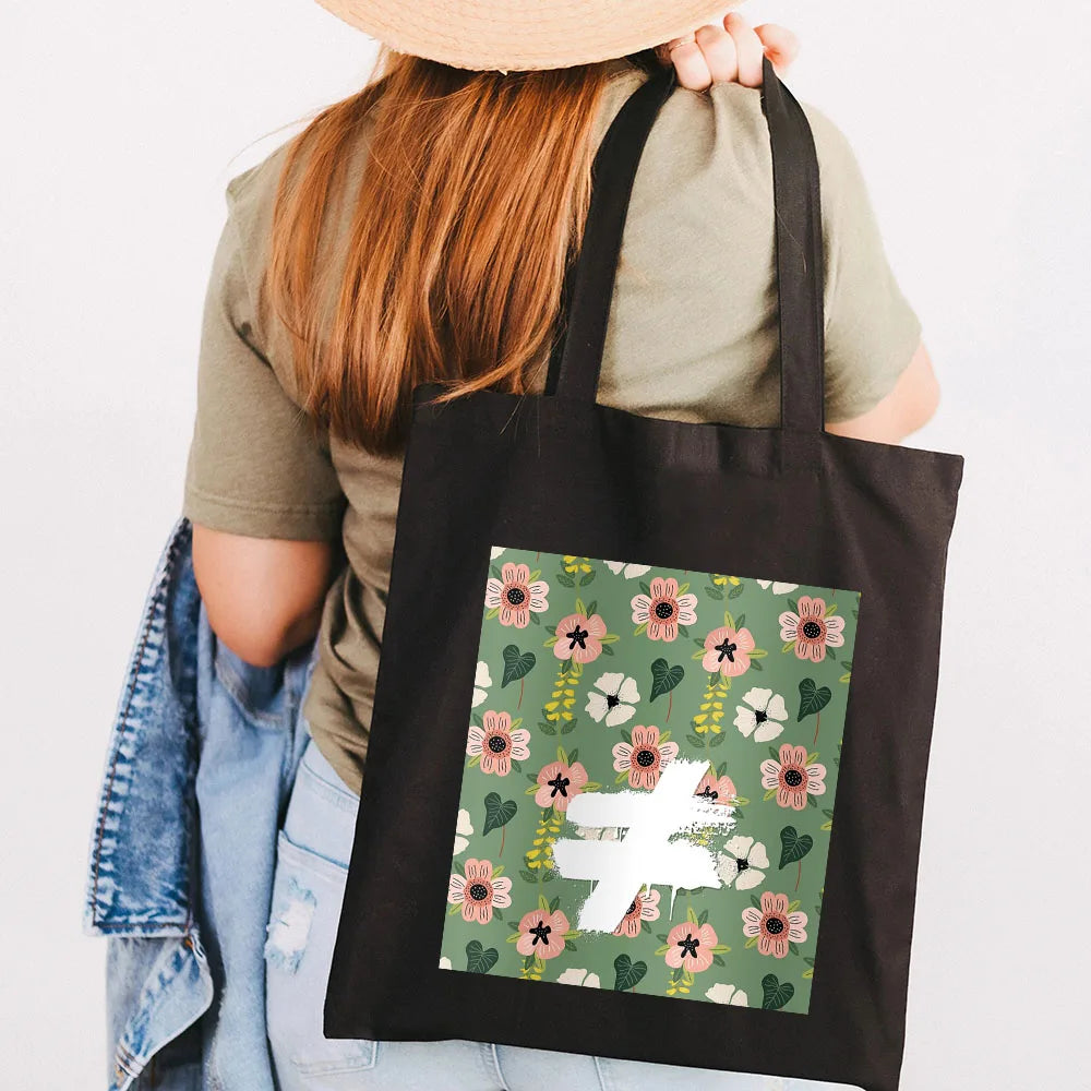 Graffiti Flower Smiley Face Women Canvas Shoulder Bags Eco Shopper Totes
