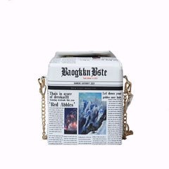 Graffiti Shoulder Bag Letter Newspaper Chain Crossbody Handbag Satchels