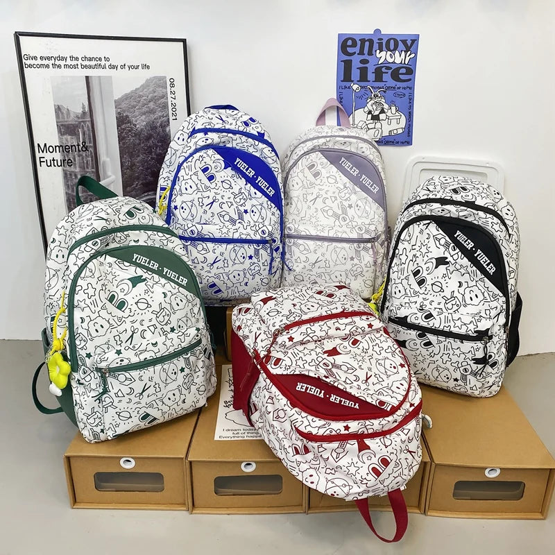 Graffiti Woman Backpack Student Rucksack Large Capacity Laptop Schoolbag