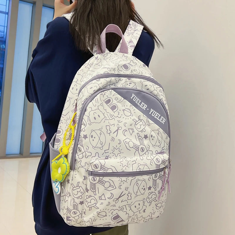 Graffiti Woman Backpack Student Rucksack Large Capacity Laptop Schoolbag