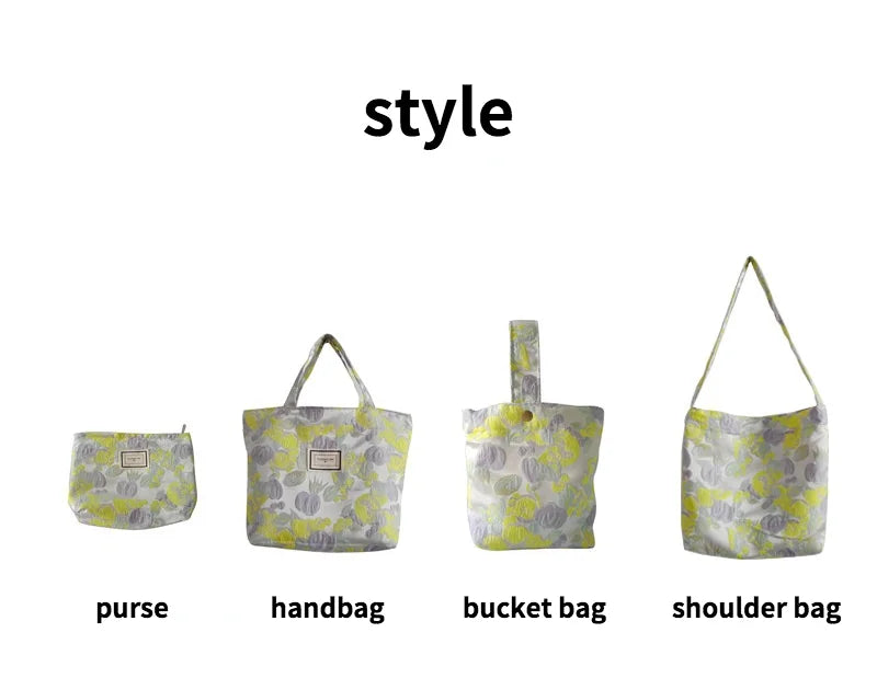 Vintage Green Jacquard Underarm Bag Women Clutch Purse Retro Female Girls Tote