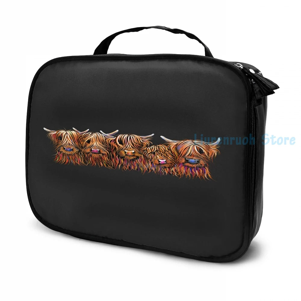 Highland Cows USB Charge Backpack School Travel Laptop Bag