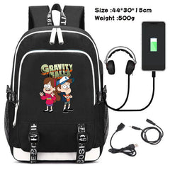 Gravity Falls Backpack Large Capacity Travel Bagpack USB Charge