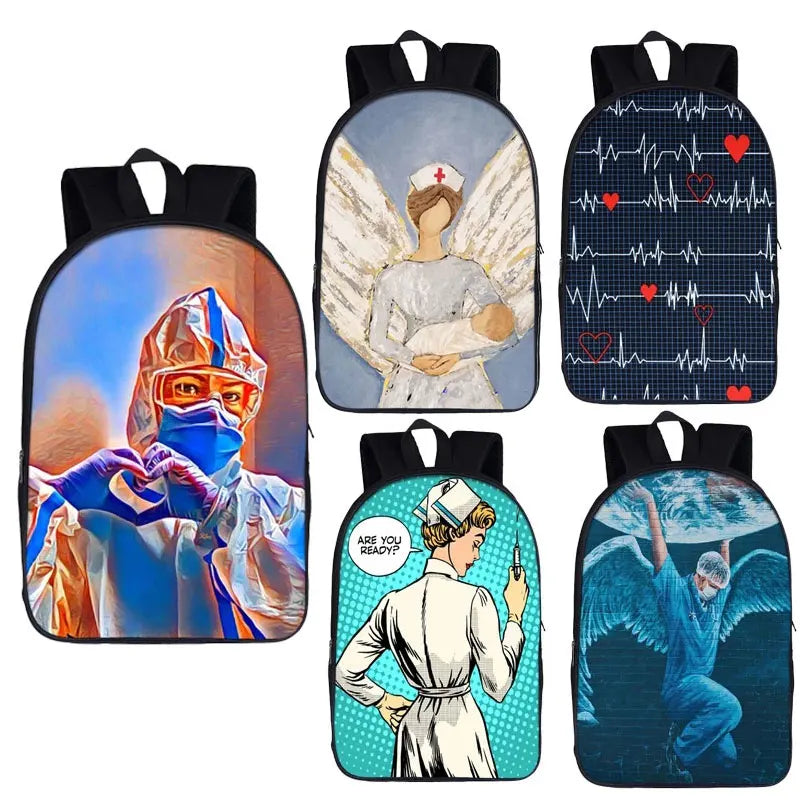 Canvas Nurse Backpack for Boys Girls School Bags Men Travel Student Book