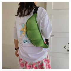 Green Funny Maodou One Shoulder Cross Body Waist Chest Bag