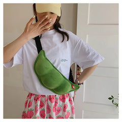 Green Funny Maodou One Shoulder Cross Body Waist Chest Bag