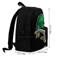 Green Parrot On A Perch Backpack For Student School Laptop Travel Bag