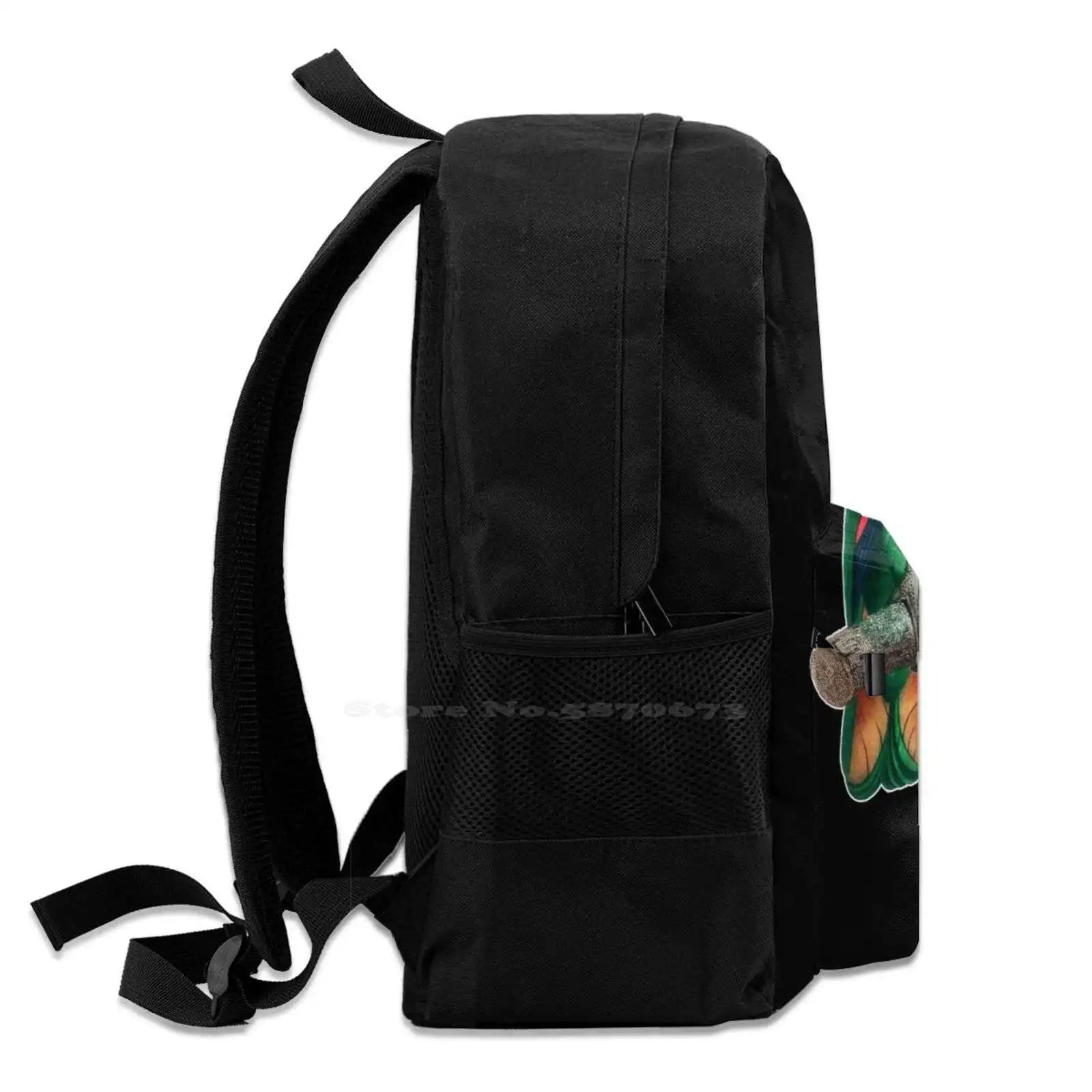 Green Parrot On A Perch Backpack For Student School Laptop Travel Bag