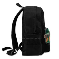 Green Parrot On A Perch Backpack For Student School Laptop Travel Bag