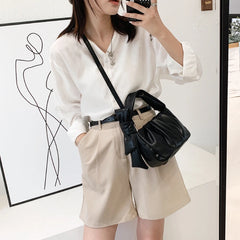 Green Retro Women Shoulder Bag Soft Leather Single Shoulder Purse Crossbody Bag