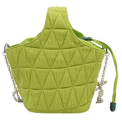 Green Tote Bucket Bag Cloth Women's Handbag Chain Shoulder Messenger Bag