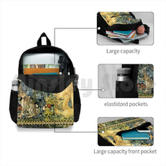 Green Floral Outdoor Hiking Backpack Waterproof Camping Travel Animals Foxes Fox