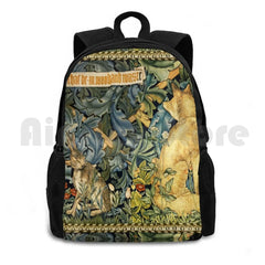 Green Floral Outdoor Hiking Backpack Waterproof Camping Travel Animals Foxes Fox