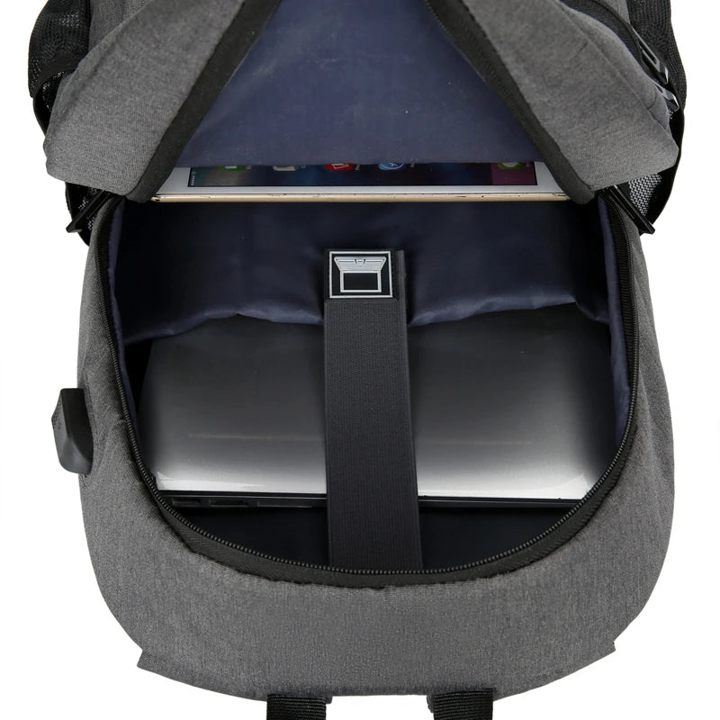 Men's Grey Laptop Backpack 15.6 inch Business Travel Bag