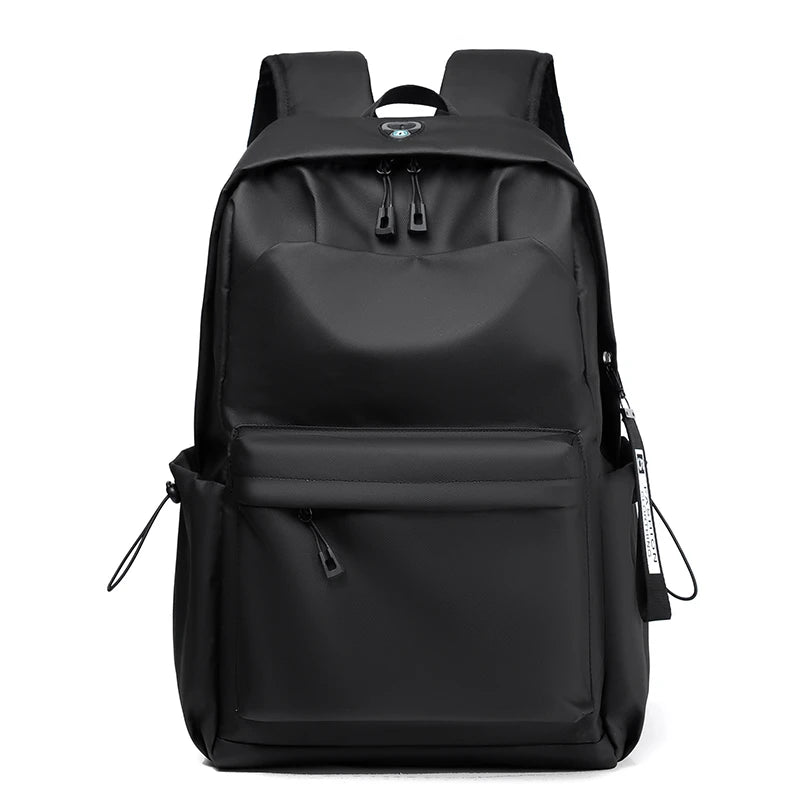 Grey USB School Backpack Lightweight Water Proof 14 Inch Laptop Bag