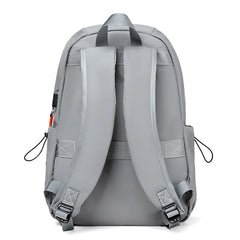 Grey USB School Backpack Lightweight Water Proof 14 Inch Laptop Bag