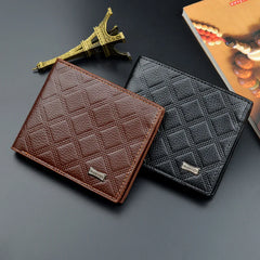 Men's Grid Pattern Business Casual Embossed Short Wallet