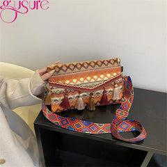Tassel Knit Messenger Bag Women Small Purse Handbags