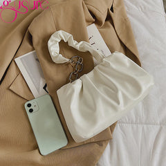 Ruched Cloud Small Clutch Handbag Purse Female Spring Chain Shoulder Bag