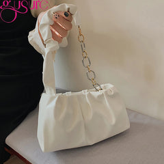 Ruched Cloud Small Clutch Handbag Purse Female Spring Chain Shoulder Bag
