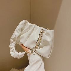 Ruched Cloud Small Clutch Handbag Purse Female Spring Chain Shoulder Bag