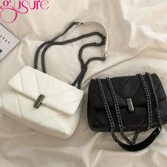 Quilted Shoulder Bag Chain Crossbody Large Capacity Handbag Solid Messenger