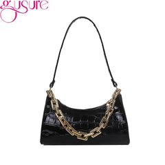 PU Leather Chain Shoulder Handbags Crocodile Pattern Female Underarm Bags