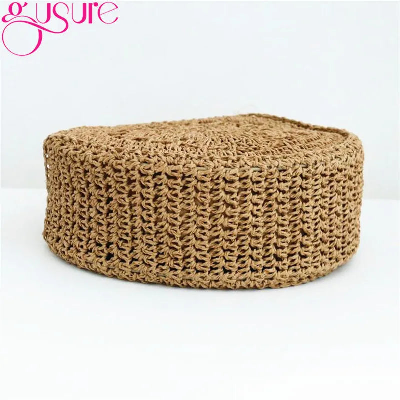 Hand-Weave Straw Bag Knit Hollow Flower Crossbody Beach Bag