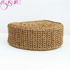 Hand-Weave Straw Bag Knit Hollow Flower Crossbody Beach Bag
