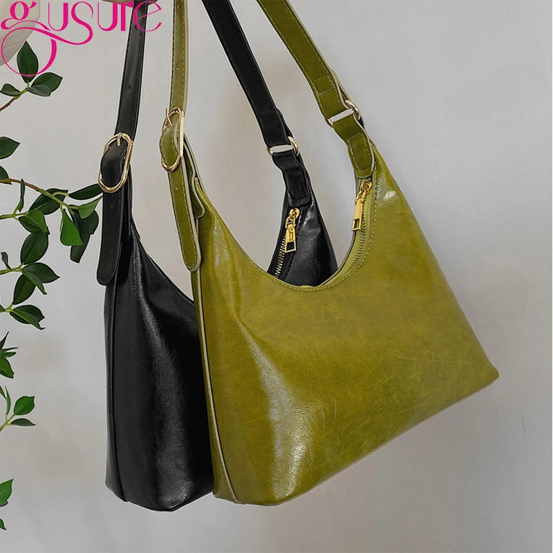Small PU Leather Top-handle Handbag Green Clutch Purse