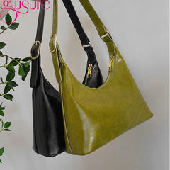 Small PU Leather Top-handle Handbag Green Clutch Purse