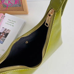 Small PU Leather Top-handle Handbag Green Clutch Purse