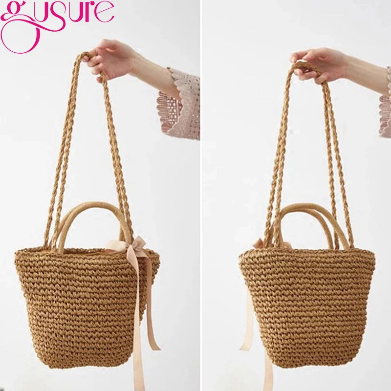 Women Straw Weave Shoulder Beach Crossbody Bag Lady Casual Handbag