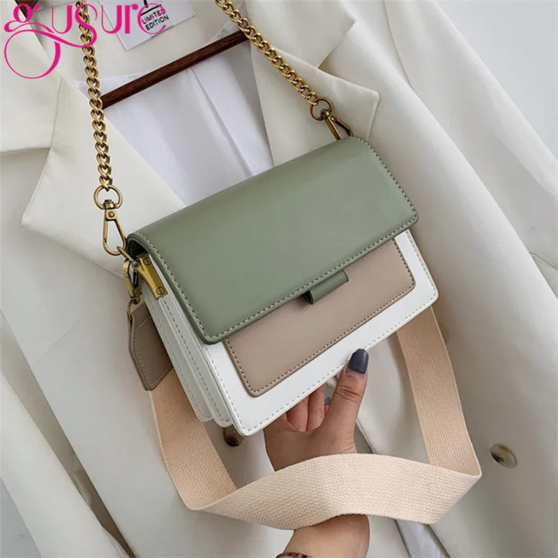 Leather Crossbody Bag Chain Shoulder Messenger Lady Travel Purse