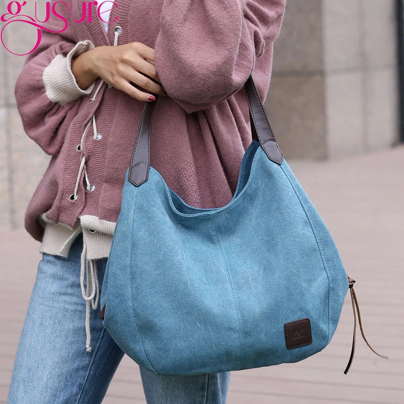 Vintage Canvas Travel Shoulder Totes Bag for Women