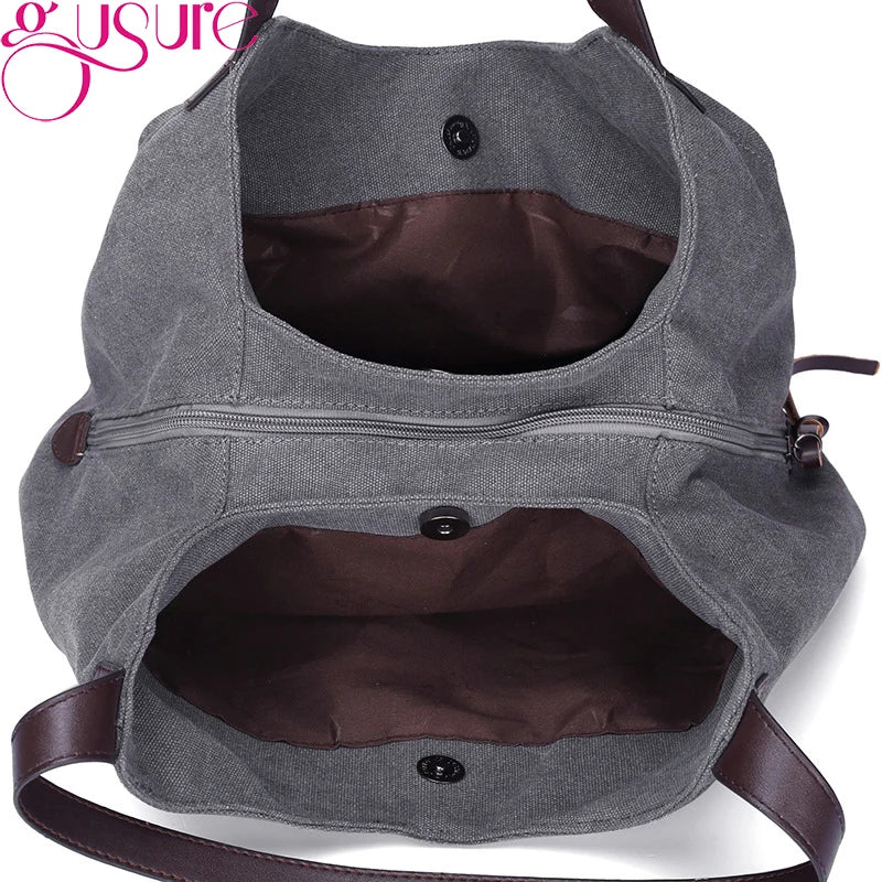 Vintage Canvas Travel Shoulder Totes Bag for Women