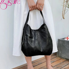 Vintage PU Leather Shoulder Bag Large Capacity Totes Women's Hobo Handbags