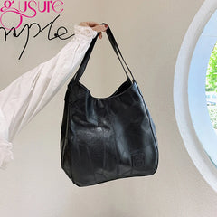 Vintage PU Leather Shoulder Bag Large Capacity Totes Women's Hobo Handbags