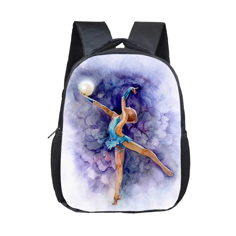 Girls Gymnastics Ballet School Backpack, Cute Toddler Diaper Book Bag