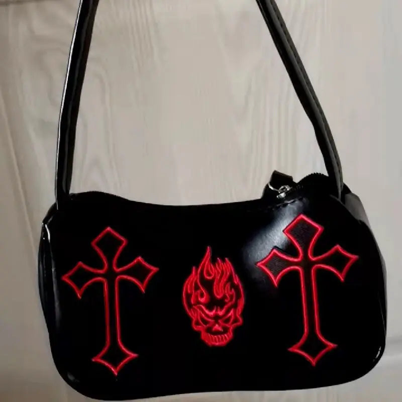 Gothic Harajuku E Girl Handbag Cross Patchwork PU Shoulder Bag