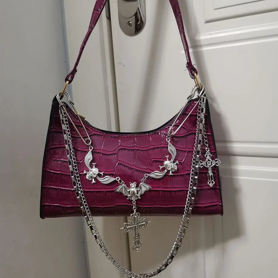 Y2K Harajuku Women's Bag Gothic Skull Chains Handbag