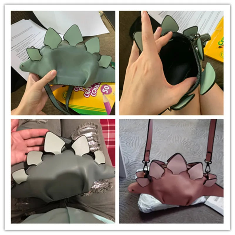 Dinosaur Shape Leather Shoulder Bag for Women