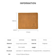 RFID Crazy Horse Leather Slim Wallet for Men