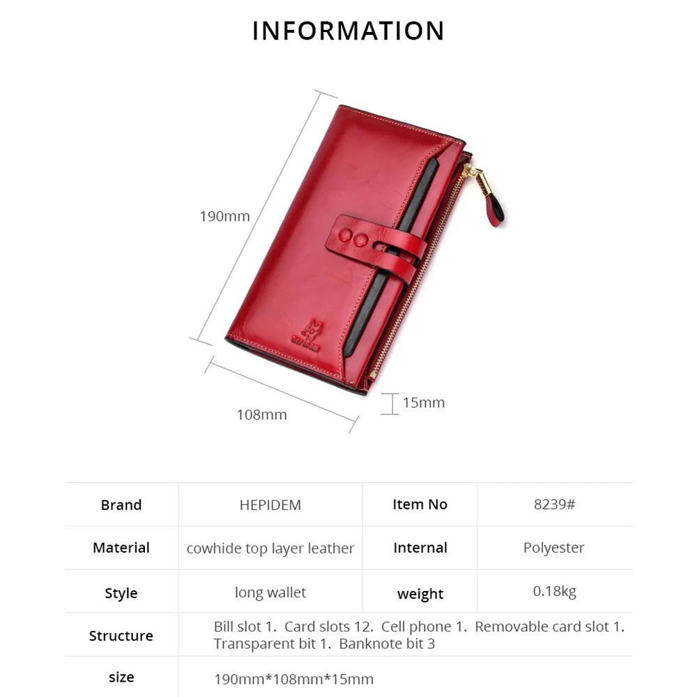 RFID Leather Long Wallet Women's