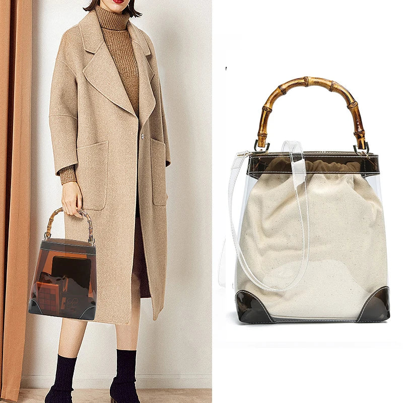 Transparent Bag With Bamboo Handle Summer Crossbody Bags