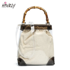 Transparent Bag With Bamboo Handle Summer Crossbody Bags
