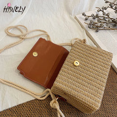 Bohemian Straw Bags Beach Handbags Summer Rattan Crossbody Bag Purse