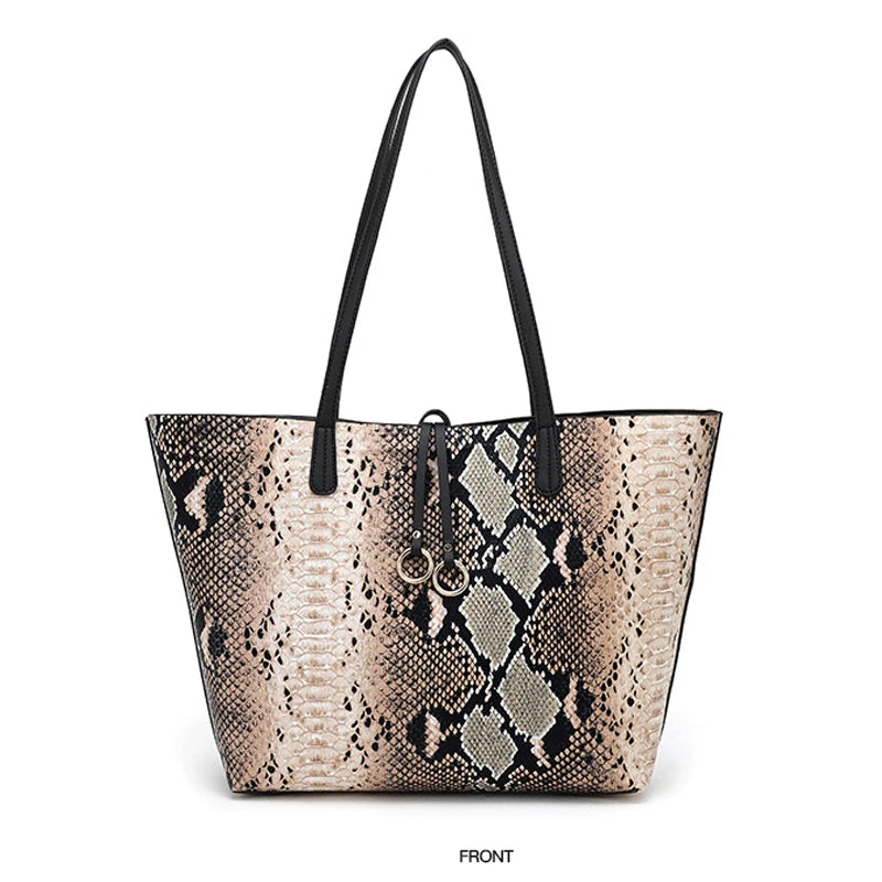 Serpentine Patchwork Composite Bag Women PU Shoulder Messenger Bag