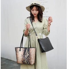 Serpentine Patchwork Composite Bag Women PU Shoulder Messenger Bag